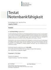 Testat Notenbankfähigkeit inparts GmbH